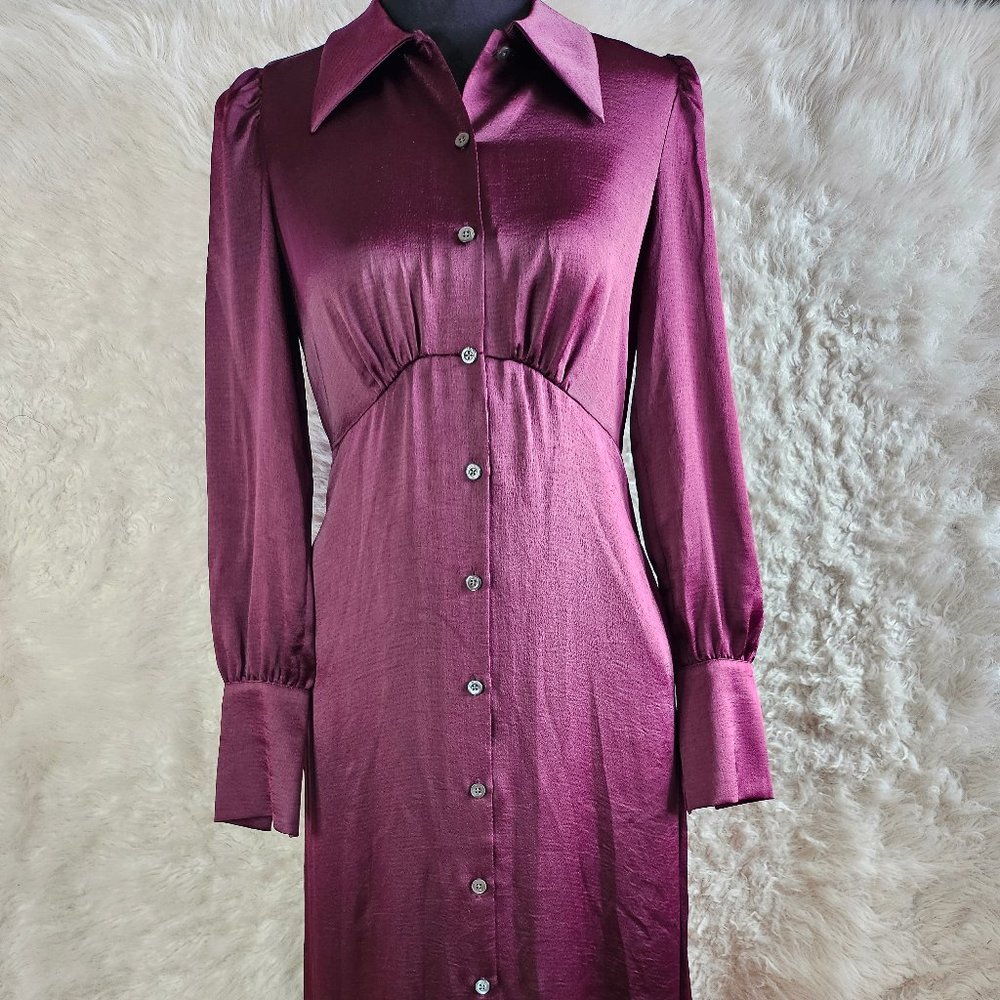 Kate Spade Women's Burgundy Red Buttons Up Long Sleeves Maxi Shirtdress Size 0 - Picture 1 of 8